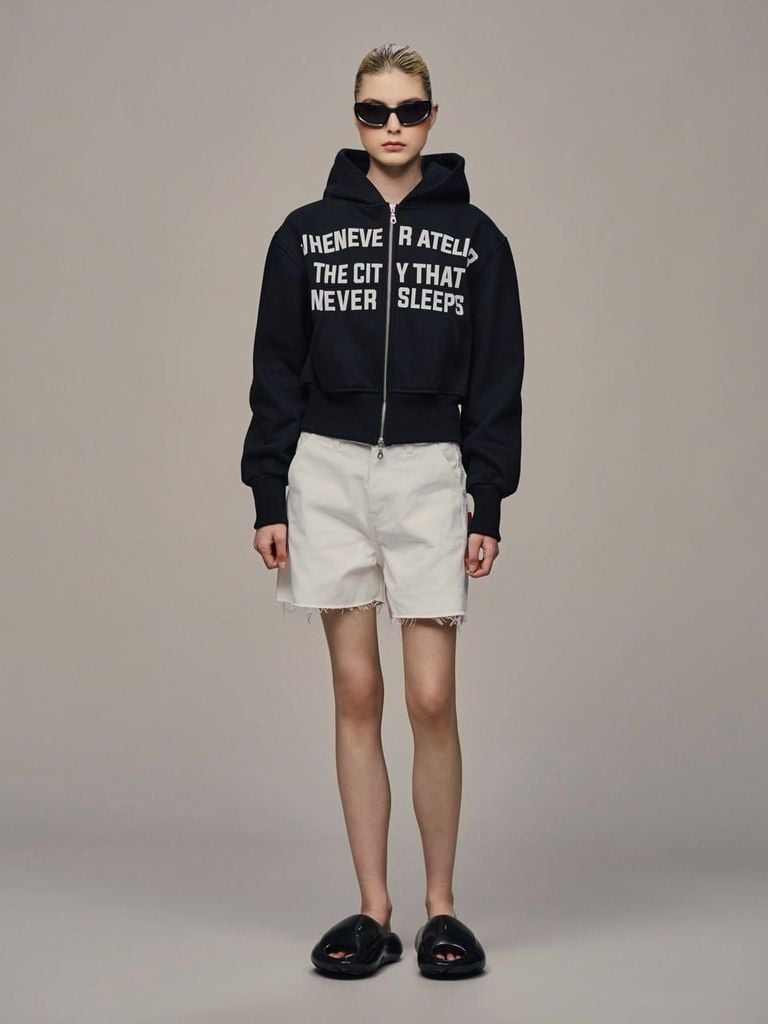 ÁO KHOÁC “WHENEVER” SS26 CROPPED ZIP-UP HOODIE / BLACK