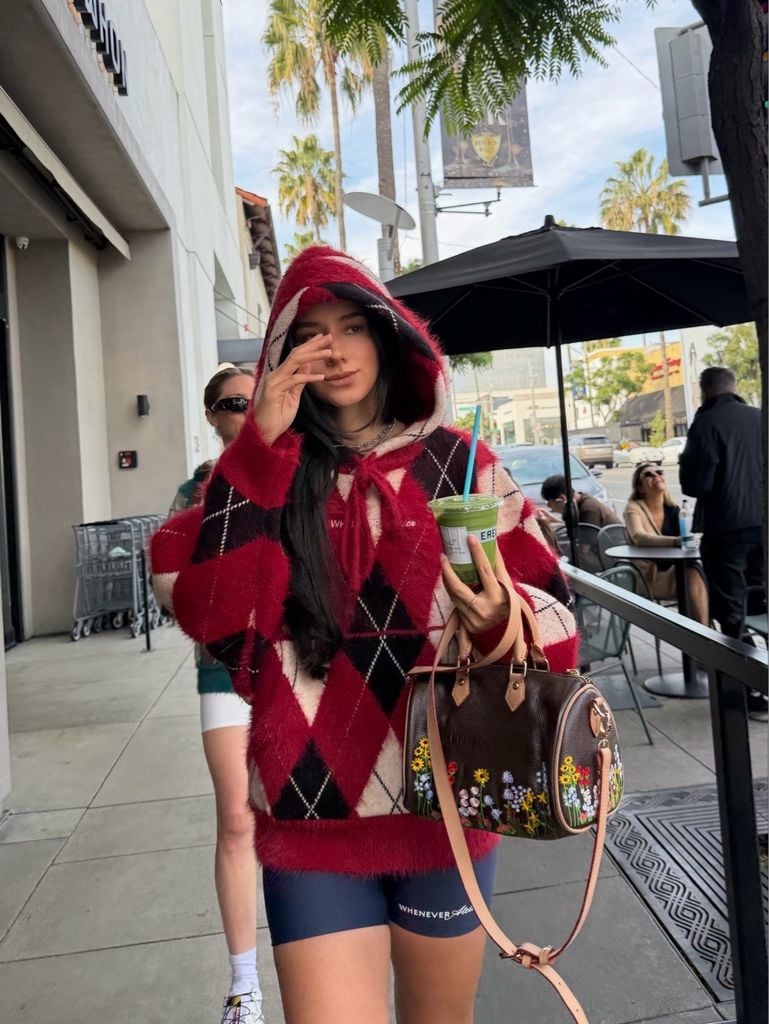 “WHENEVER” COZY PLAID KNIT HOODIE / GREEN