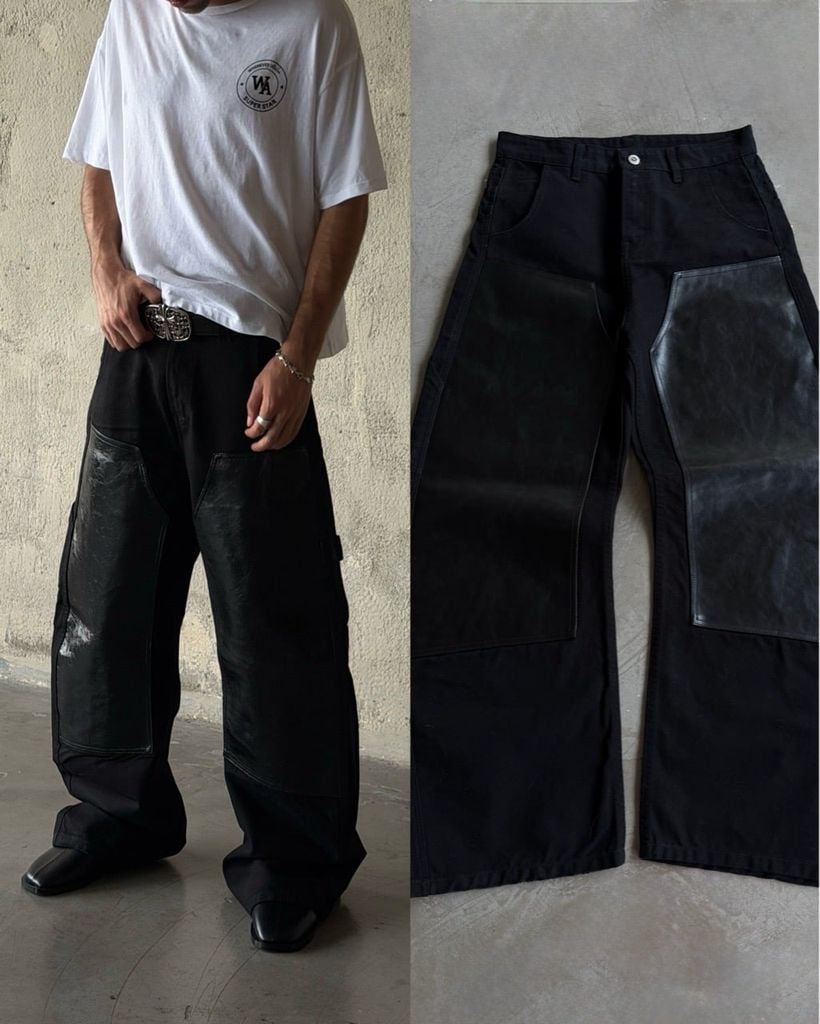 QUẦN DÀI "WHENEVER" DOUBLE-KNEE LEATHER PANTS / BLACK