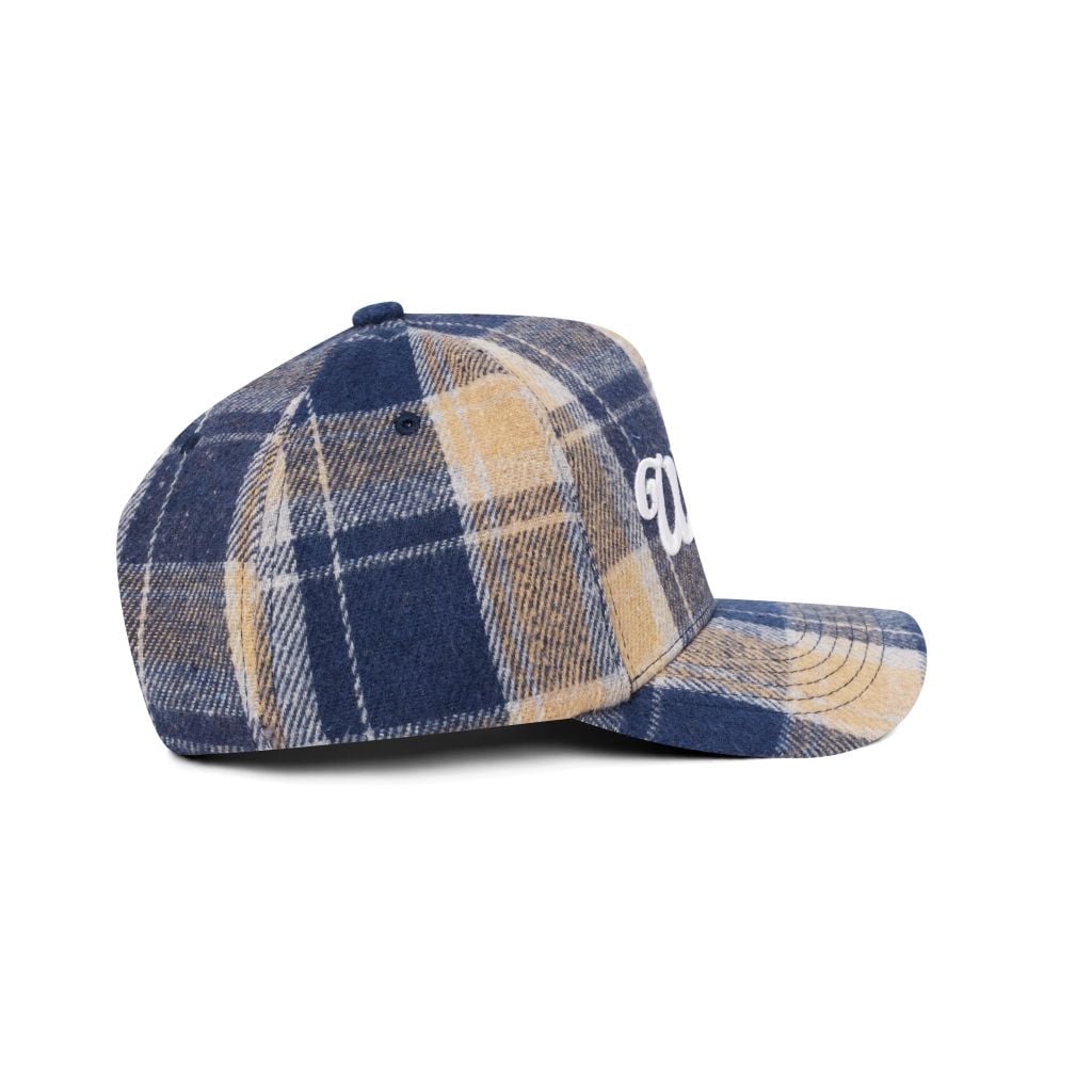 “WHENEVER” PLAID CAP / NAVY