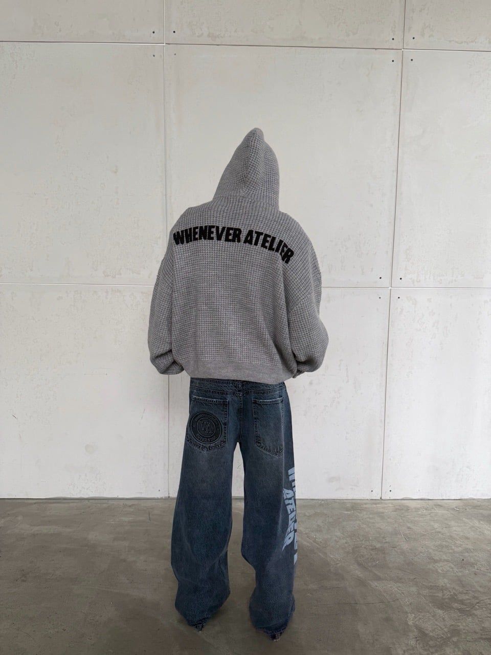 ÁO HOODIE DỆT LEN CÓ MŨ KÉO KHÓA "WHENEVER" GRAND WAFFLE ZIP HOODIE/ GREY