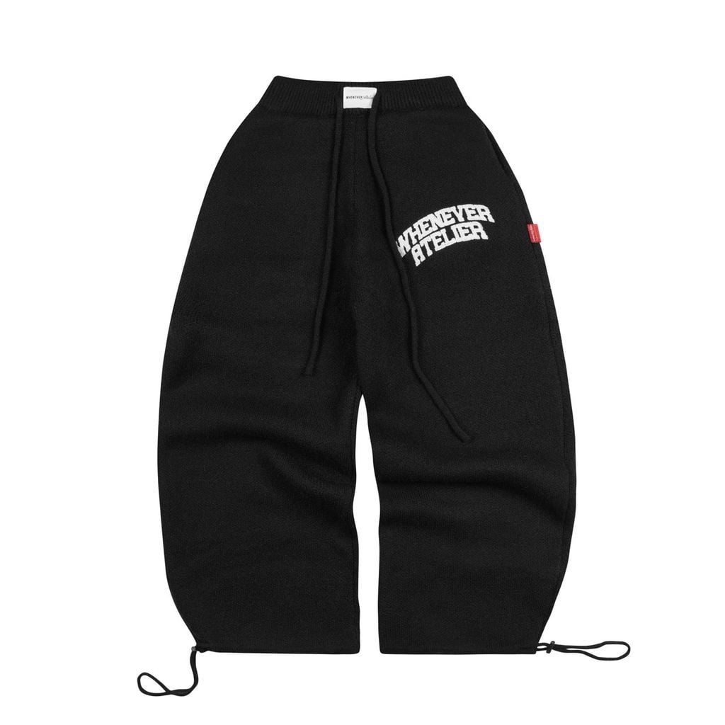 “WHENEVER” BASIC LOGO KNIT PANT PREMIUM VER 2 / BLACK