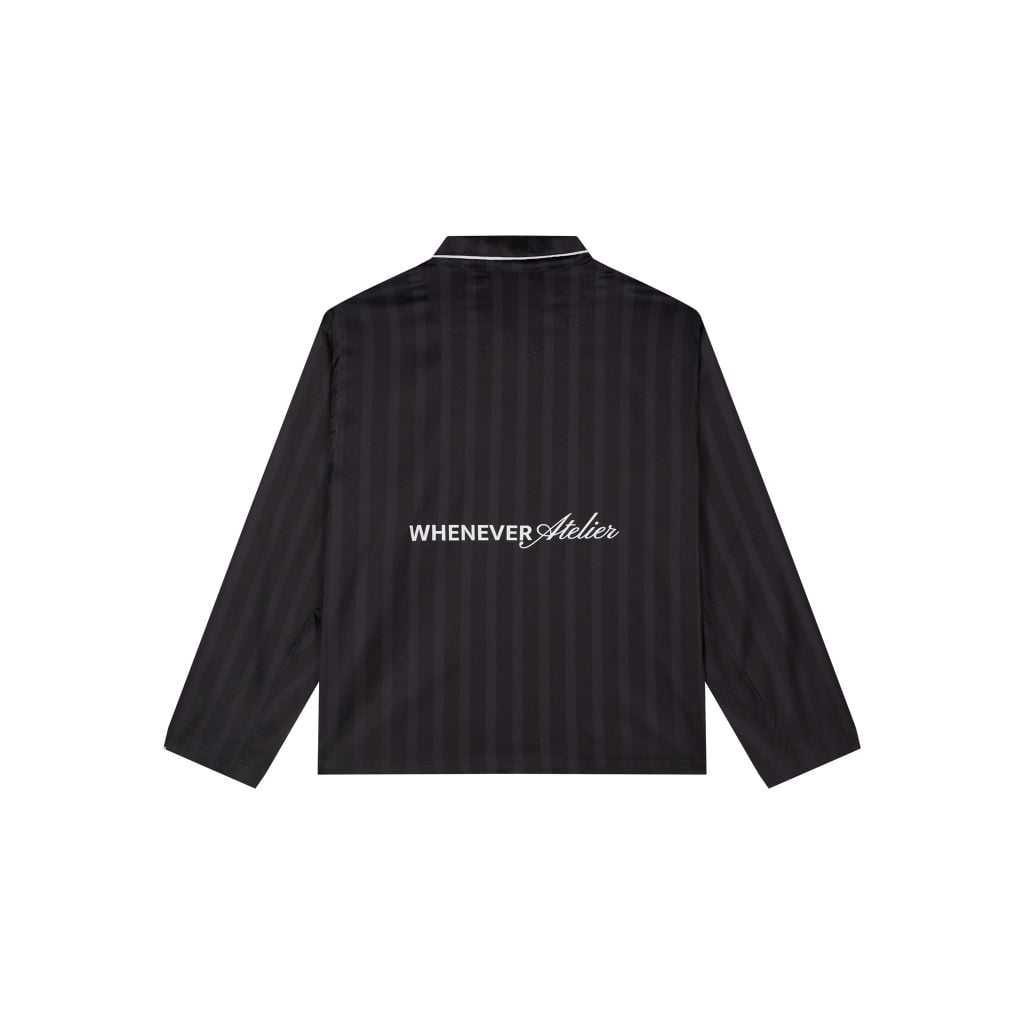 "WHENEVER" BỘ ÁO VÀ QUẦN DÀI SATIN LONG PAJAMA SHIRT + PANTS  / BLACK