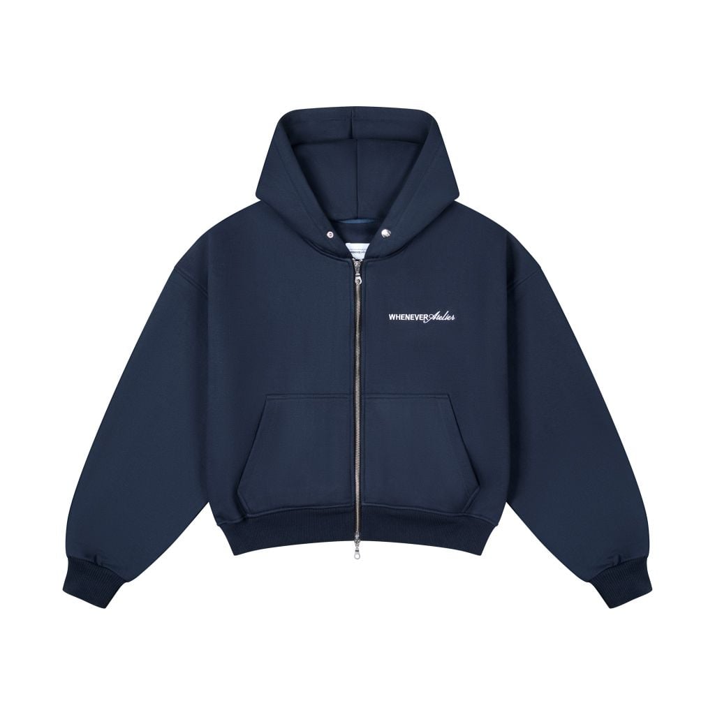 “WHENEVER” BASIC ZIP-UP HOODIE / NAVY VER 2