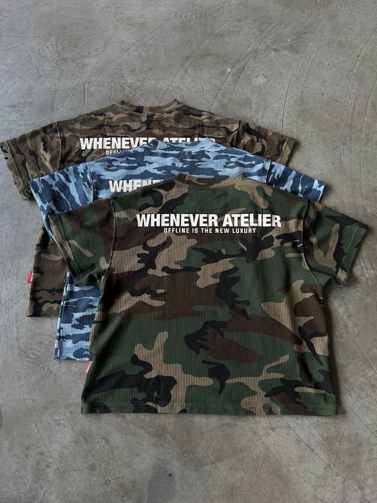 ÁO “WHENEVER” WAFFLE CAMO T-SHIRT / MOSS GREEN