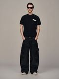 Áo dệt “WHENEVER” BASIC EMBOSSED LOGO WAFFLE T-SHIRT / BLACK