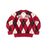 “WHENEVER” COZY PLAID KNIT SWEATER / RED