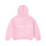 “WHENEVER” BASIC LOGO KNIT HOODIE / PINK