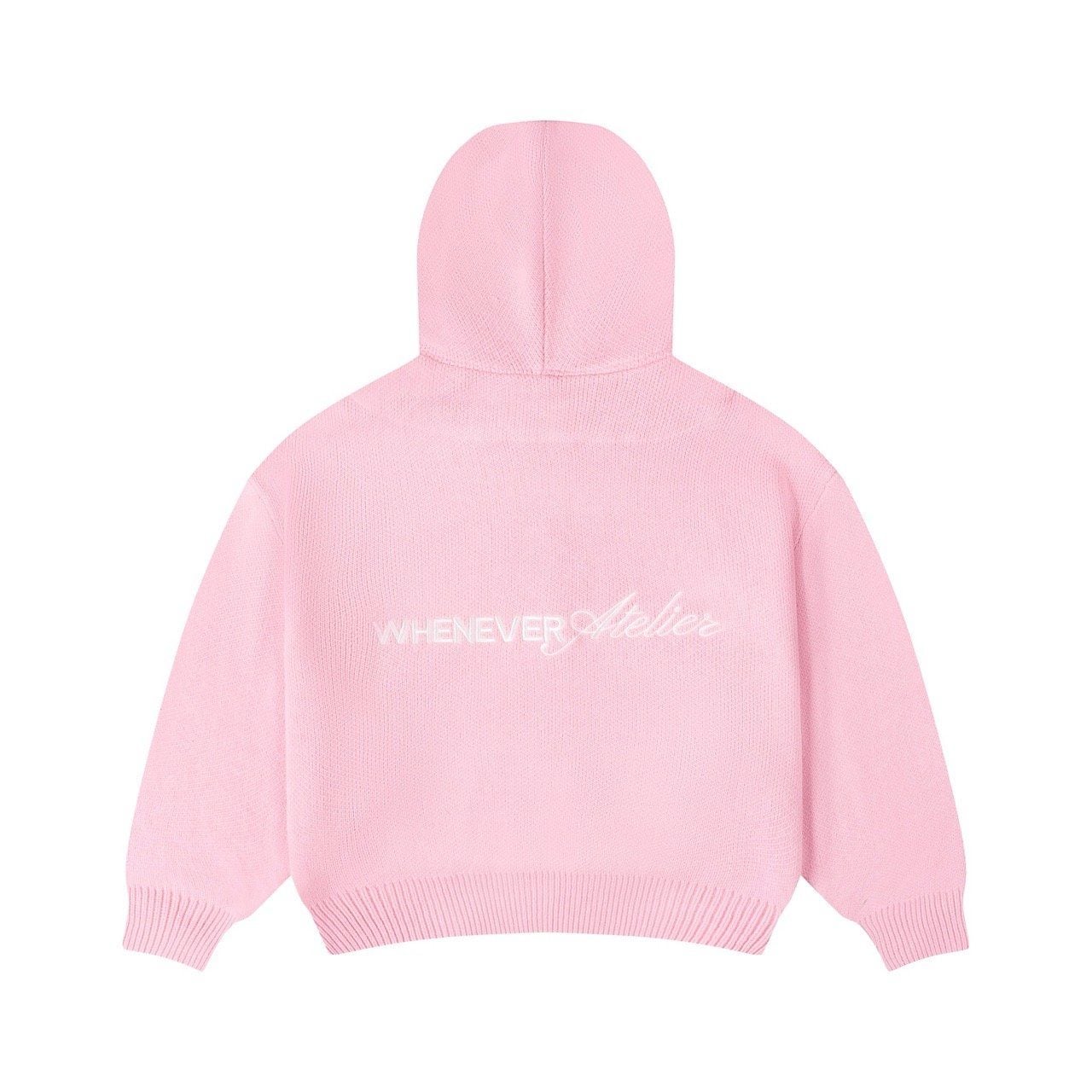 “WHENEVER” BASIC LOGO KNIT HOODIE / PINK