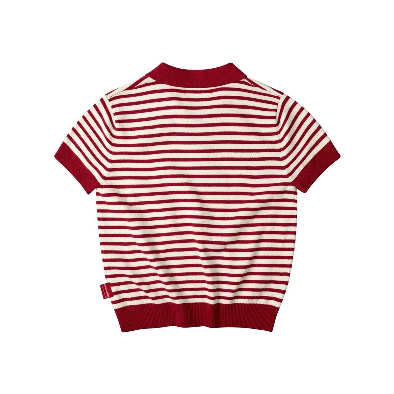 “WHENEVER” STRIPED POLO SHIRT / RED