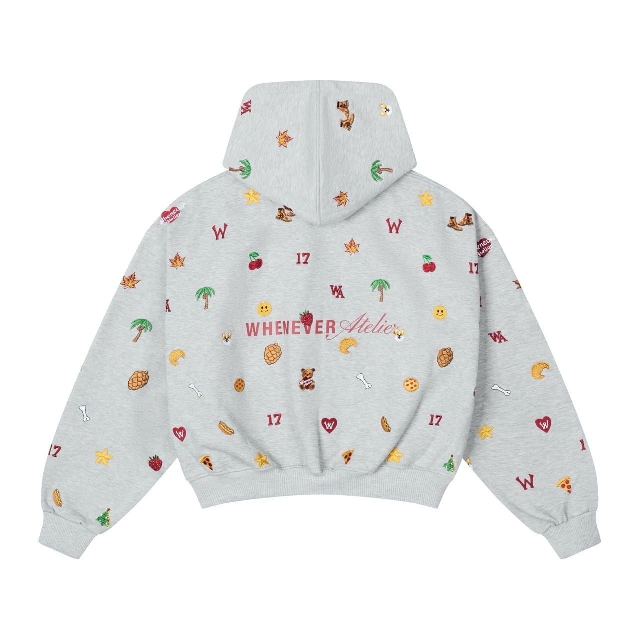 “WHENEVER” ICON EMBROIDERED HOODIE ZIP / PREMIUM GREY