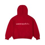 “WHENEVER” BASIC LOGO KNIT HOODIE / RED