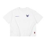 “WHENEVER” W BASIC T-SHIRT / WHITE NAVY