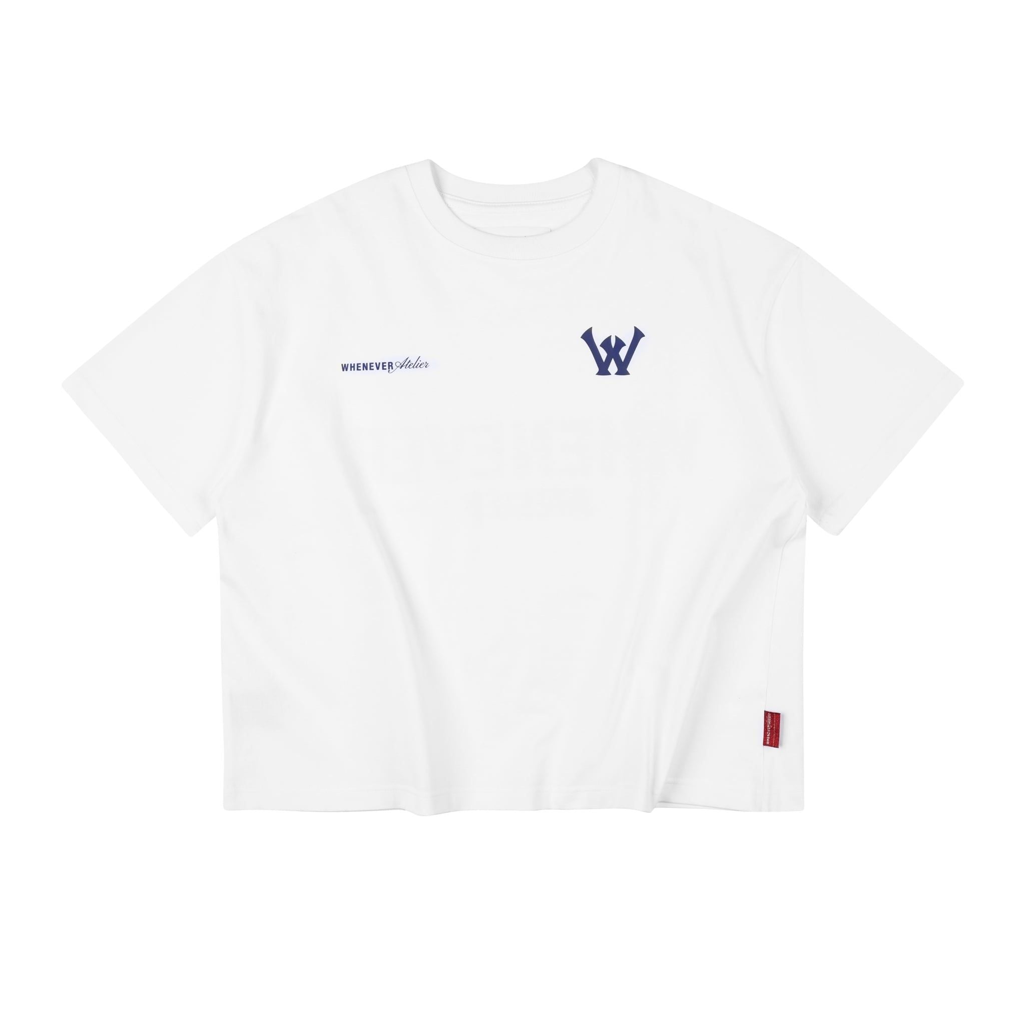“WHENEVER” W BASIC T-SHIRT / WHITE NAVY