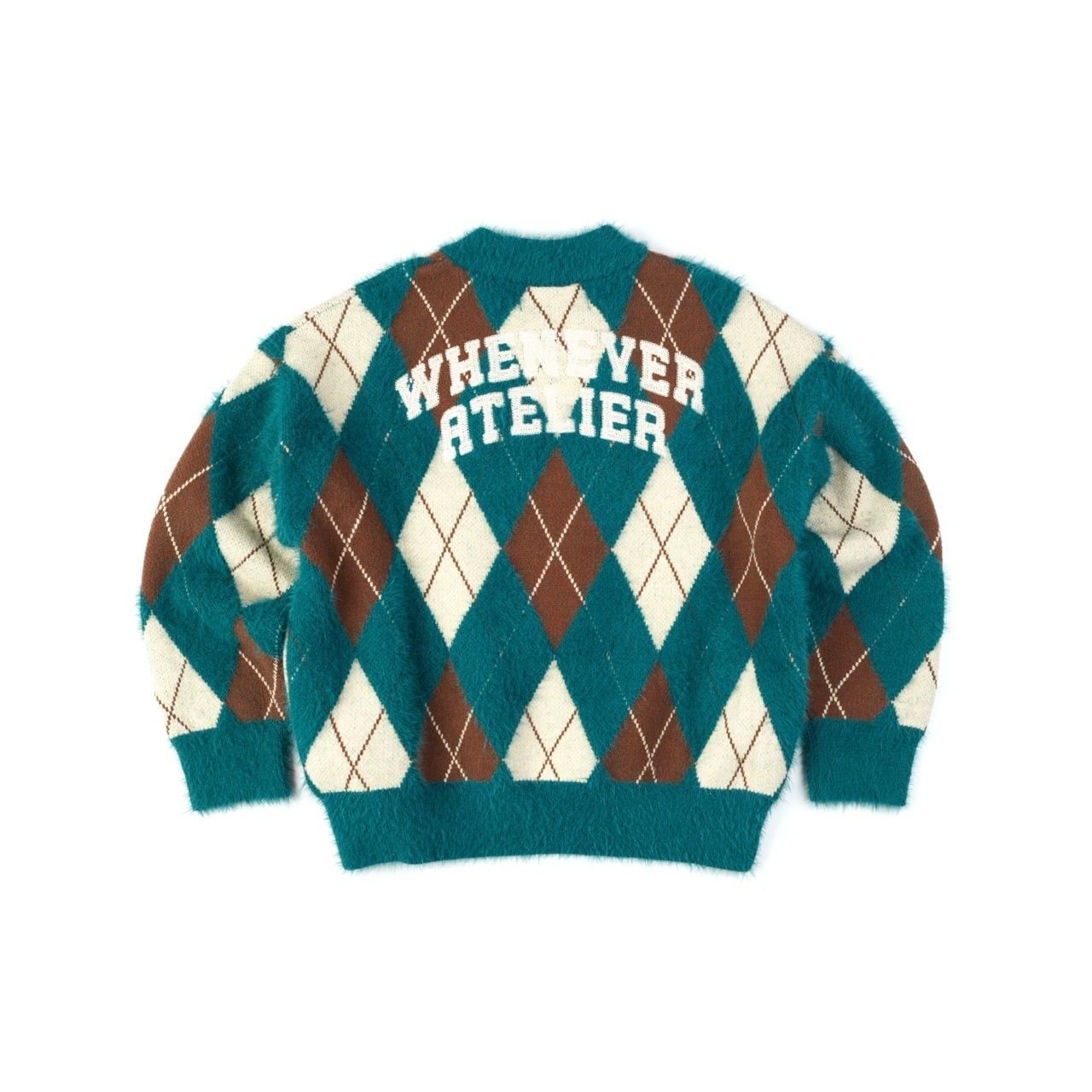 “WHENEVER” COZY PLAID KNIT SWEATER / GREEN