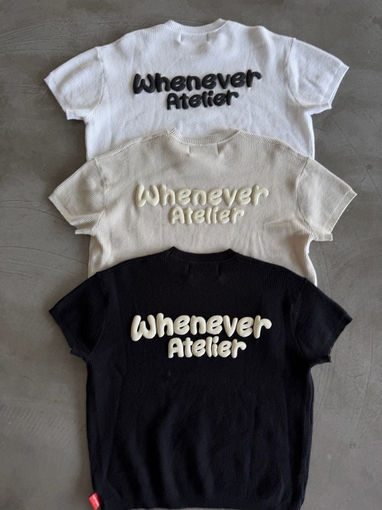 ÁO DỆT “WHENEVER” BASIC EMBOSSED LOGO WAFFLE T-SHIRT / BEIGE