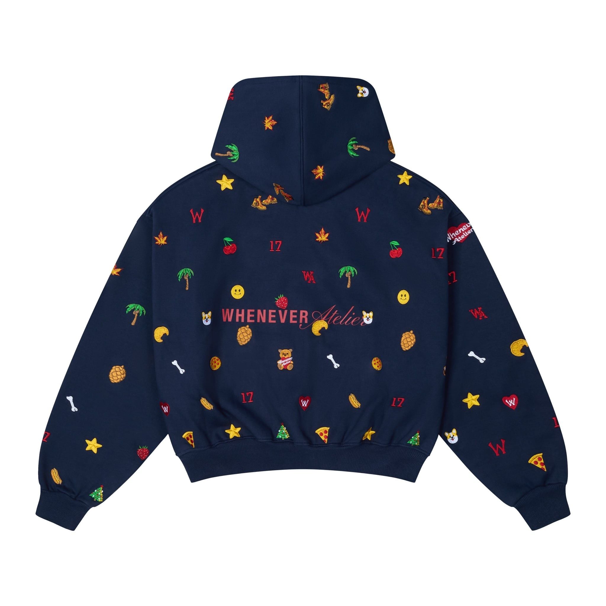 “WHENEVER” ICON EMBROIDERED HOODIE ZIP / NAVY