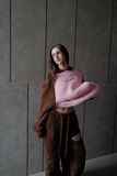 “WHENEVER” COZY FOX RAGLAN HOODIE / PINK BROWN