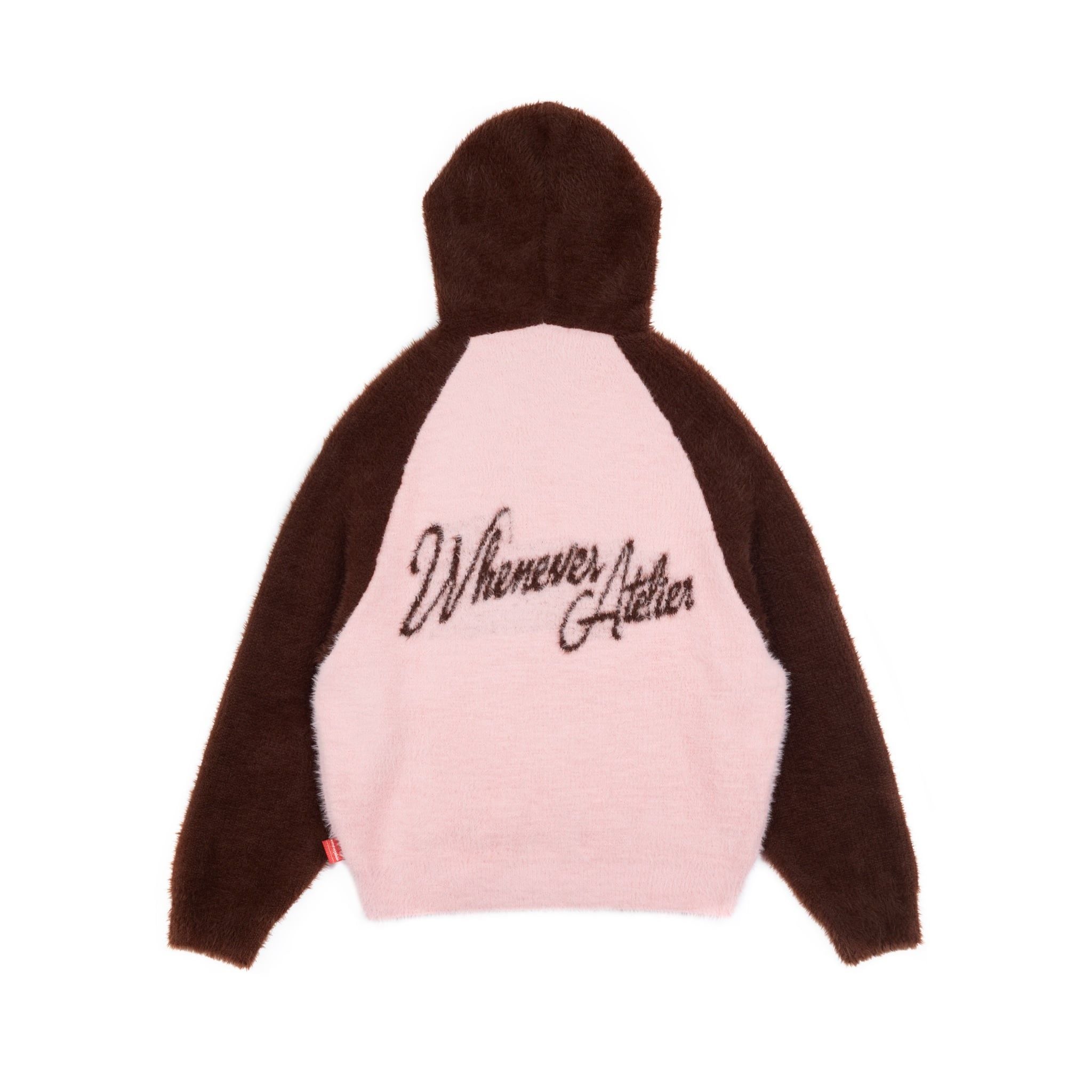 “WHENEVER” COZY FOX RAGLAN HOODIE / PINK BROWN