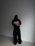 ÁO KHOÁC “WHENEVER” SAKURA EMBROIDERED ZIP-UP HOODIE/ BLACK