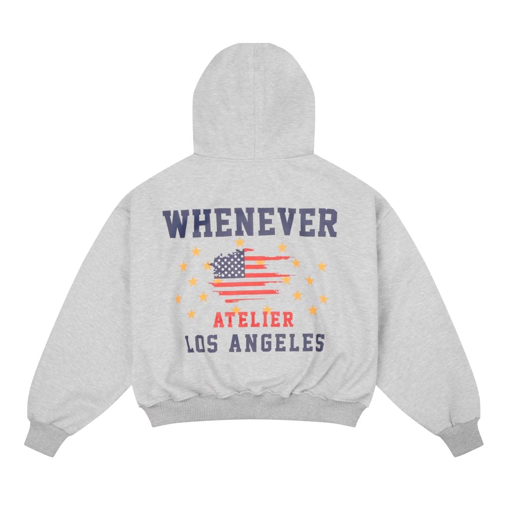 “WHENEVER” LA HOODIE ZIP / PREMIUM GREY