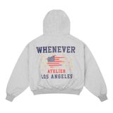 “WHENEVER” LA HOODIE ZIP / PREMIUM GREY