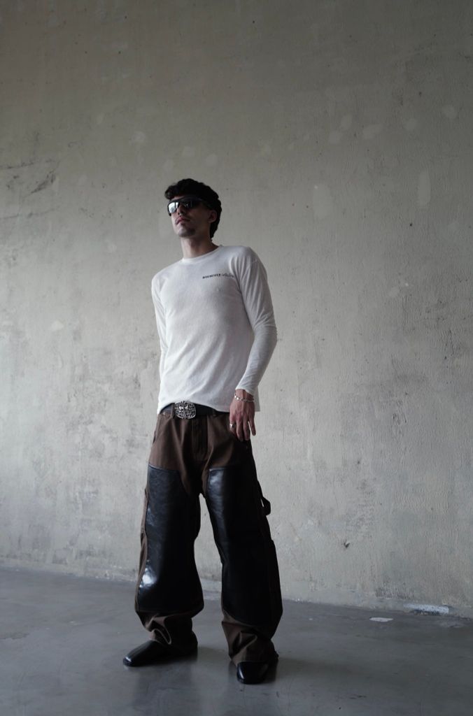 QUẦN DÀI "WHENEVER" DOUBLE-KNEE LEATHER PANTS / BROWN