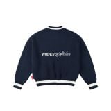 “WHENEVER” BASIC LOGO KNIT SWEATER / NAVY