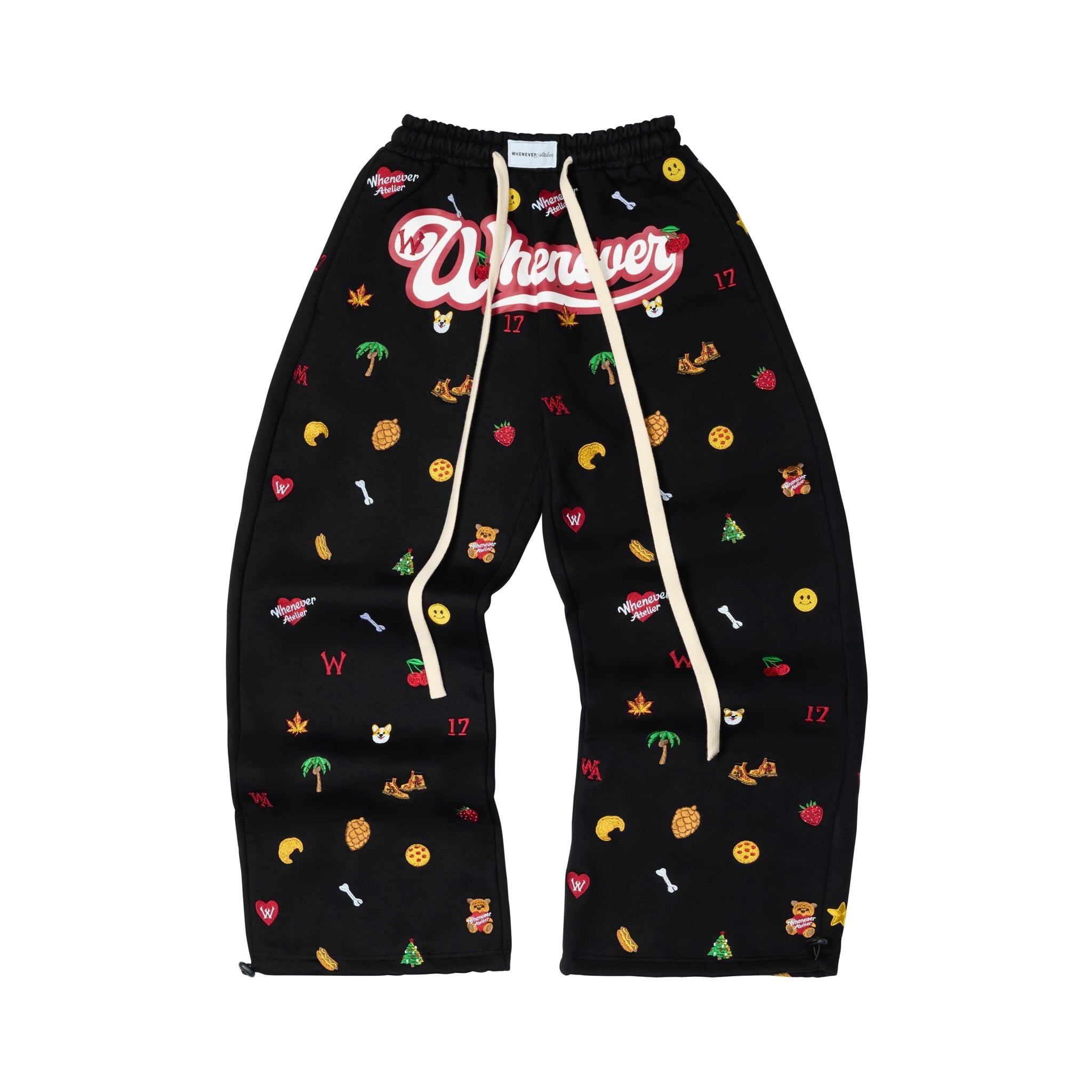 “WHENEVER” ICON EMBROIDERED SWEATPANT / BLACK