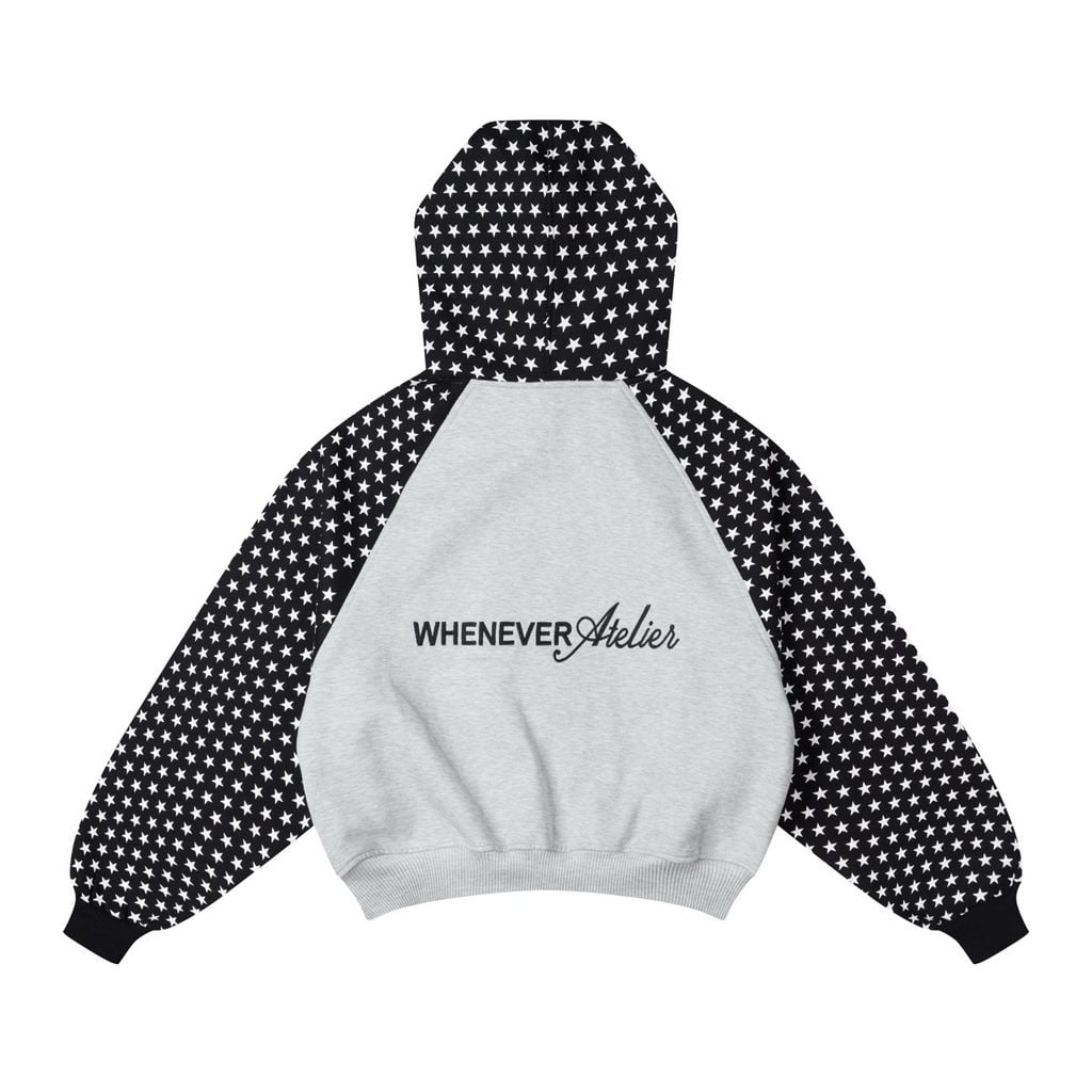"WHENEVER" STAR RAGLAN HOODIE / GREY BLACK