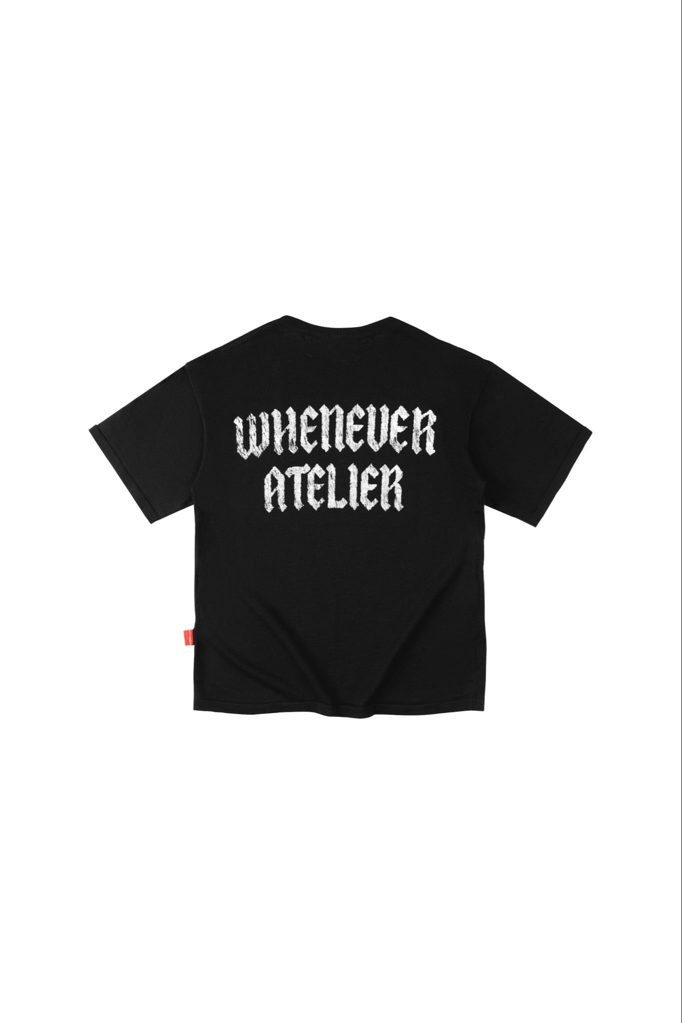 ÁO DỆT LEN "WHENEVER" DISTRESSED LOGO T-SHIRT/ BLACK