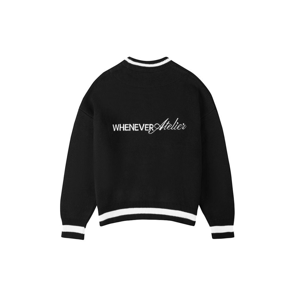 “WHENEVER” BASIC LOGO KNIT SWEATER / BLACK
