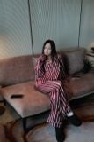 "WHENEVER" BỘ ÁO VÀ QUẦN DÀI SATIN LONG PAJAMA SHIRT + PANTS / RED