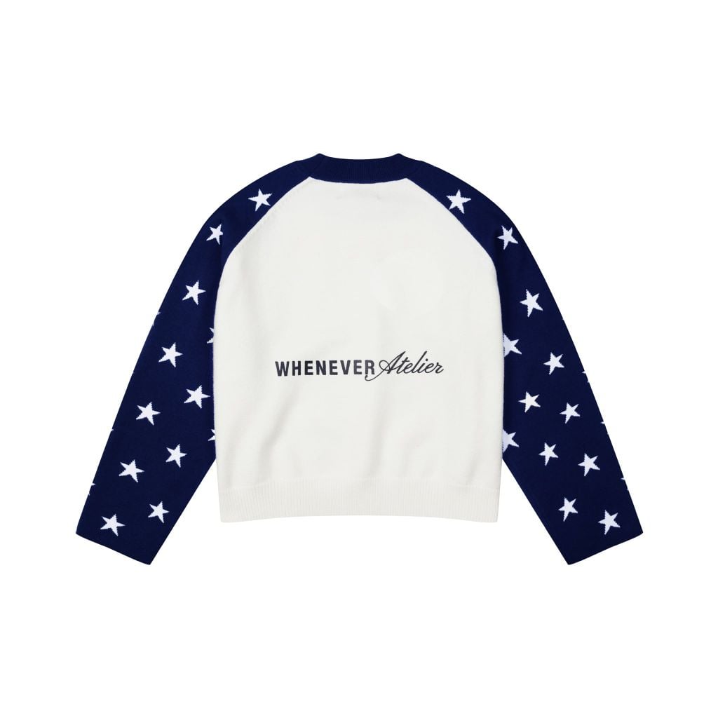 “WHENEVER” STAR RAGLAN SWEATER /  WHITE NAVY