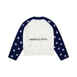 “WHENEVER” STAR RAGLAN SWEATER /  WHITE NAVY
