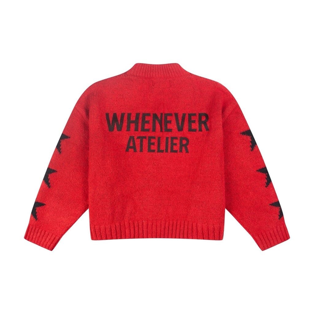 “WHENEVER” STAR CARDIGAN / RED