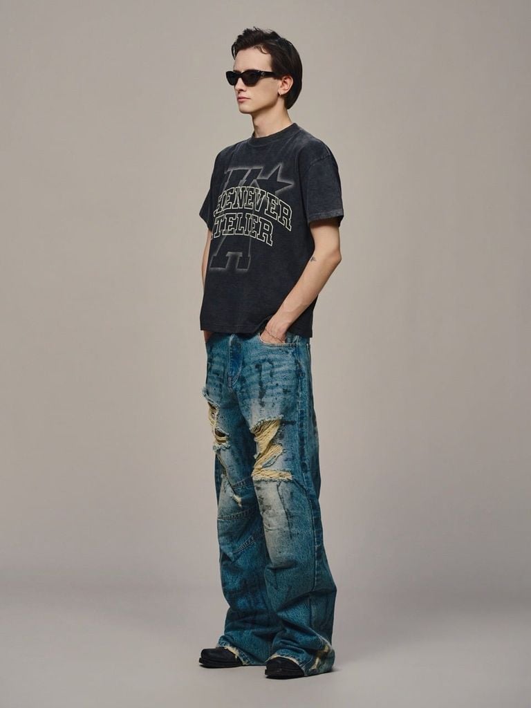 QUẦN DÀI "WHENEVER" DISTRESSED BAGGY JEANS / VINTAGE BLUE