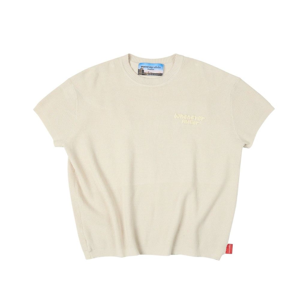 ÁO DỆT “WHENEVER” BASIC EMBOSSED LOGO WAFFLE T-SHIRT / BEIGE