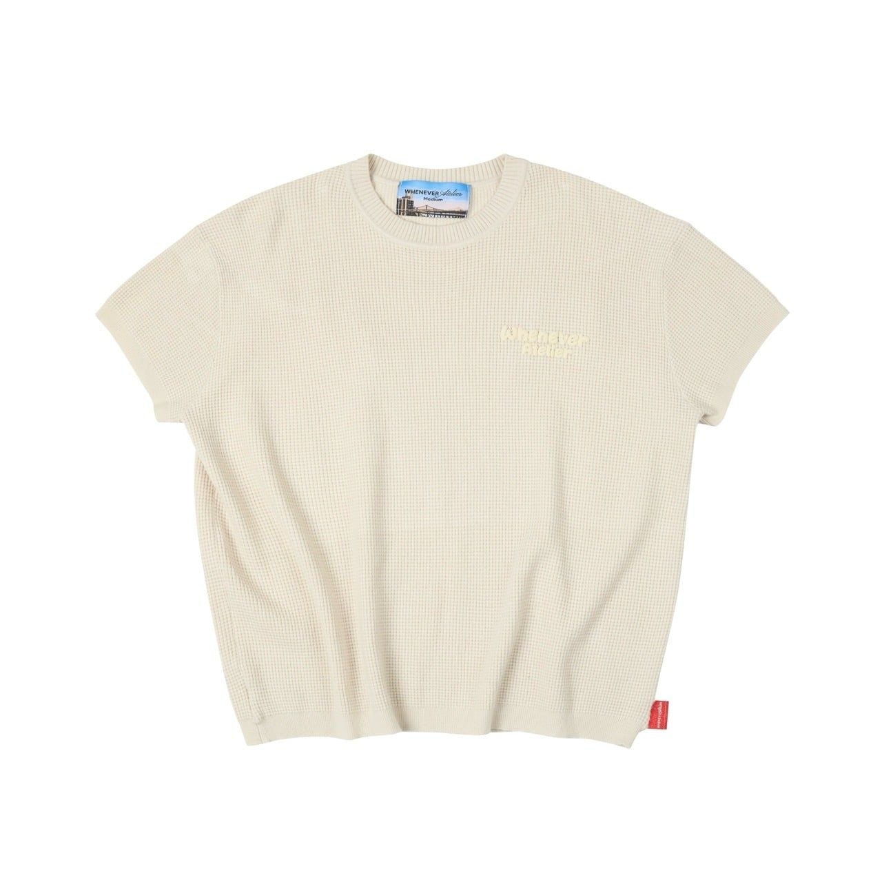 Áo dệt “WHENEVER” BASIC EMBOSSED LOGO WAFFLE T-SHIRT / BEIGE