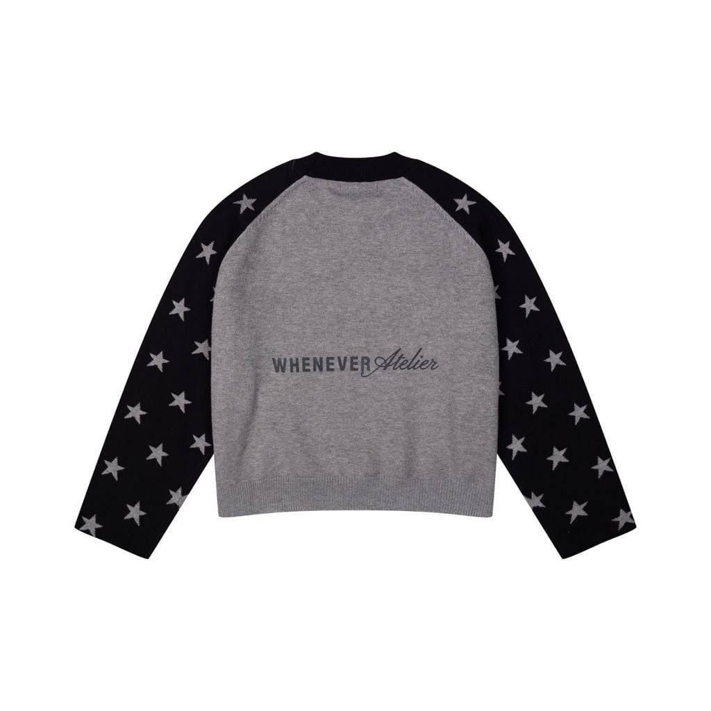 “WHENEVER” STAR RAGLAN SWEATER / GREY BLACK