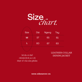 "WHENEVER" LEATHER-COLLAR DENIM JACKET / RED