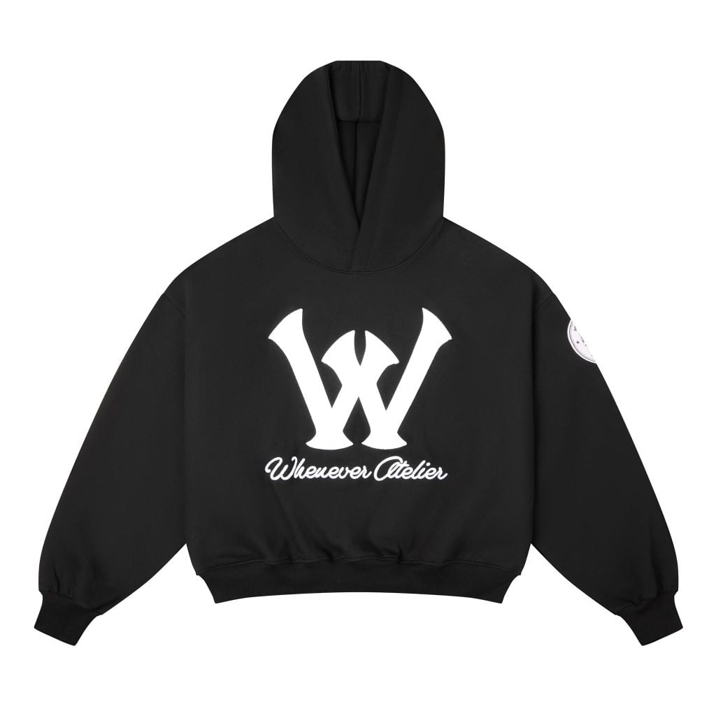 "WHENEVER" BIG LOGO HOODIE / BLACK