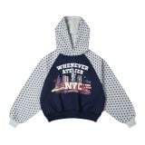 "WHENEVER" STAR RAGLAN HOODIE / NAVY GREY