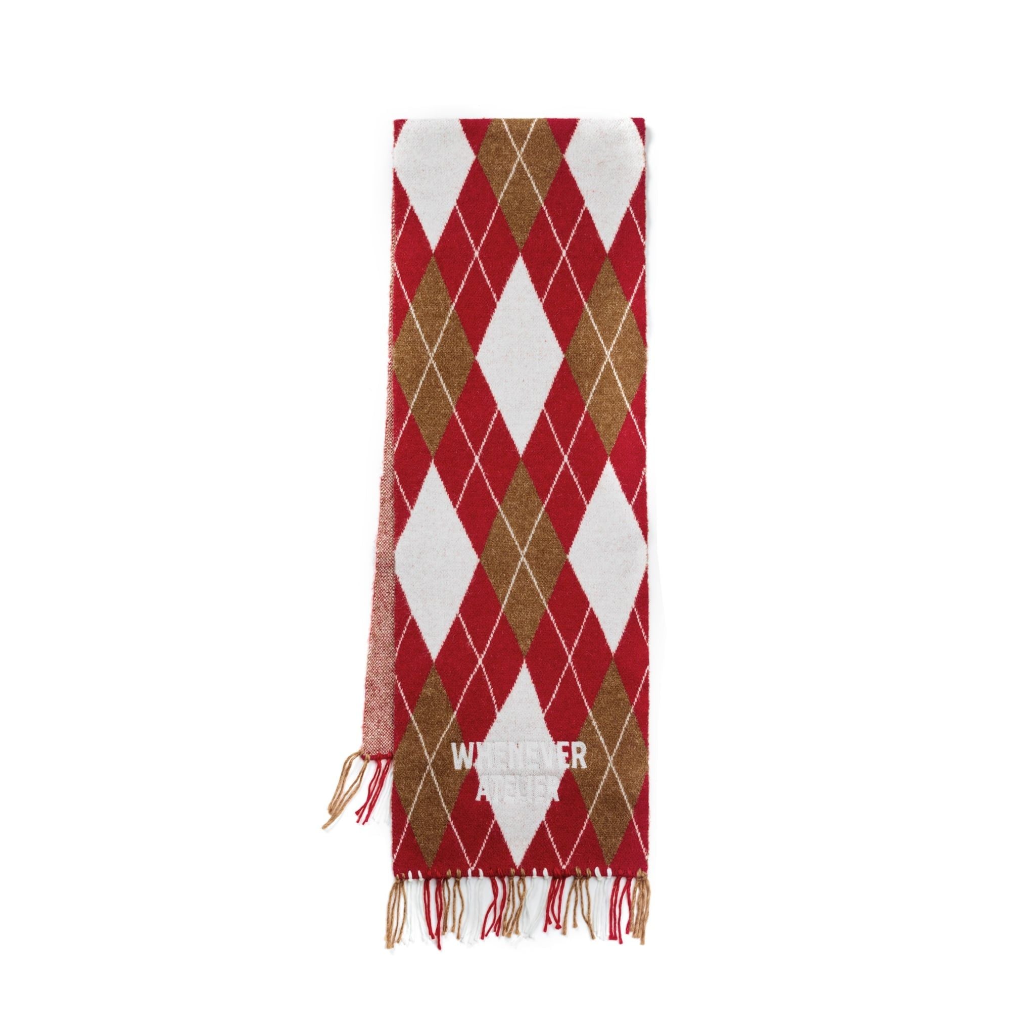 “WHENEVER” PLAID SCARF / RED
