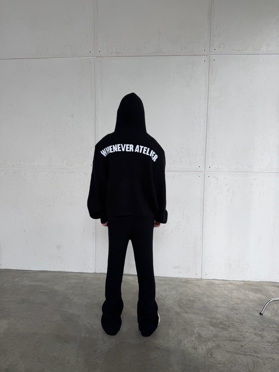 ÁO HOODIE DỆT LEN CÓ MŨ KÉO KHÓA "WHENEVER" GRAND WAFFLE ZIP HOODIE/ BLACK