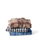 "WHENEVER" FLANNEL PLAID LONG-SLEEVE SHIRT / BLUE