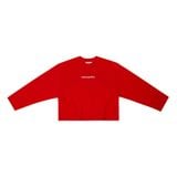“WHENEVER” SS25 EMBROIDERED LOGO LONG SLEEVES T-SHIRT / RED