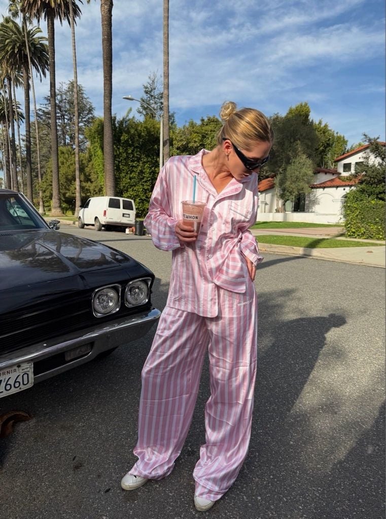 "WHENEVER" BỘ ÁO VÀ QUẦN DÀI SATIN LONG PAJAMA SHIRT + PANTS  / PINK