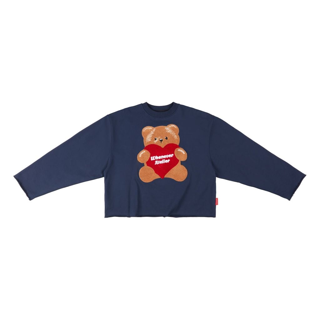 “WHENEVER” BEAR LONG SLEEVES T-SHIRT / NAVY