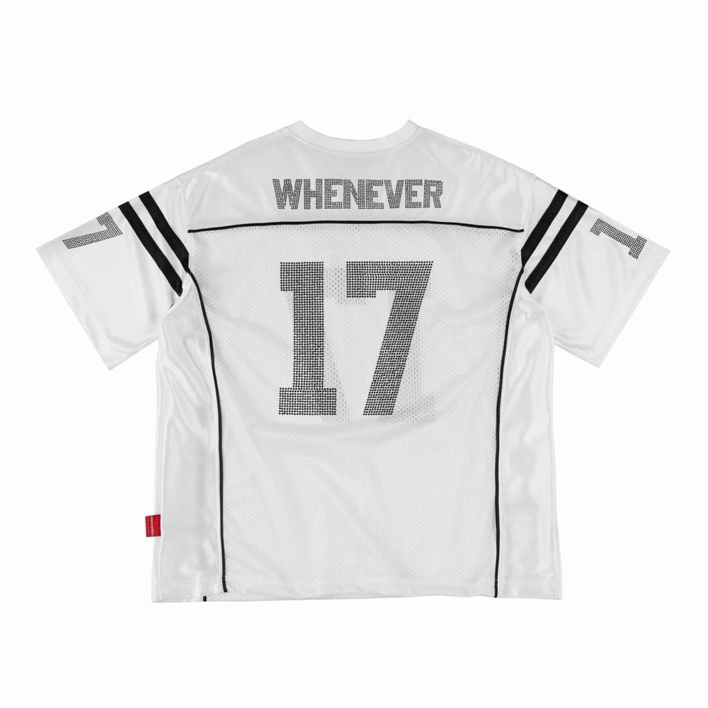 ÁO "WHENEVER" RHINESTONE 17 MESH JERSEY/ WHITE